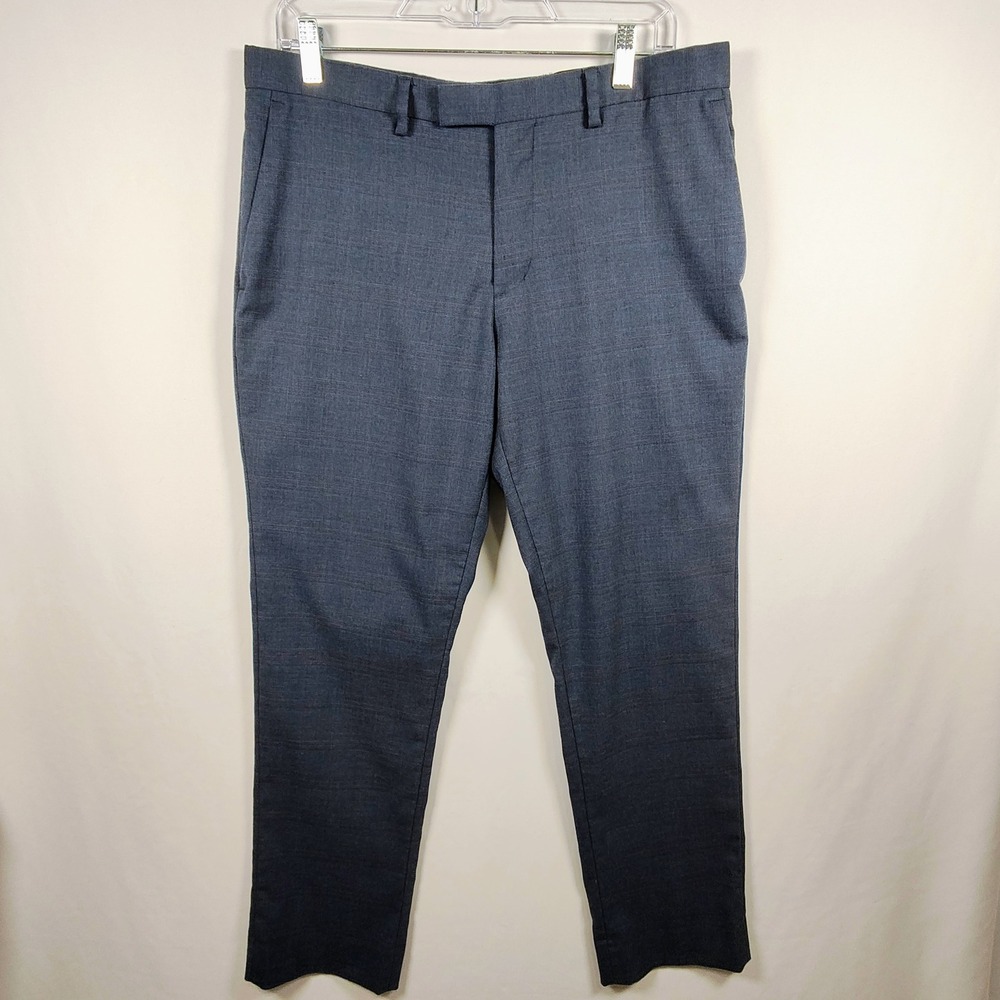 Banana Republic Men's 32x30 Slim Fit Glen Plaid Dress Pants Blue Trousers